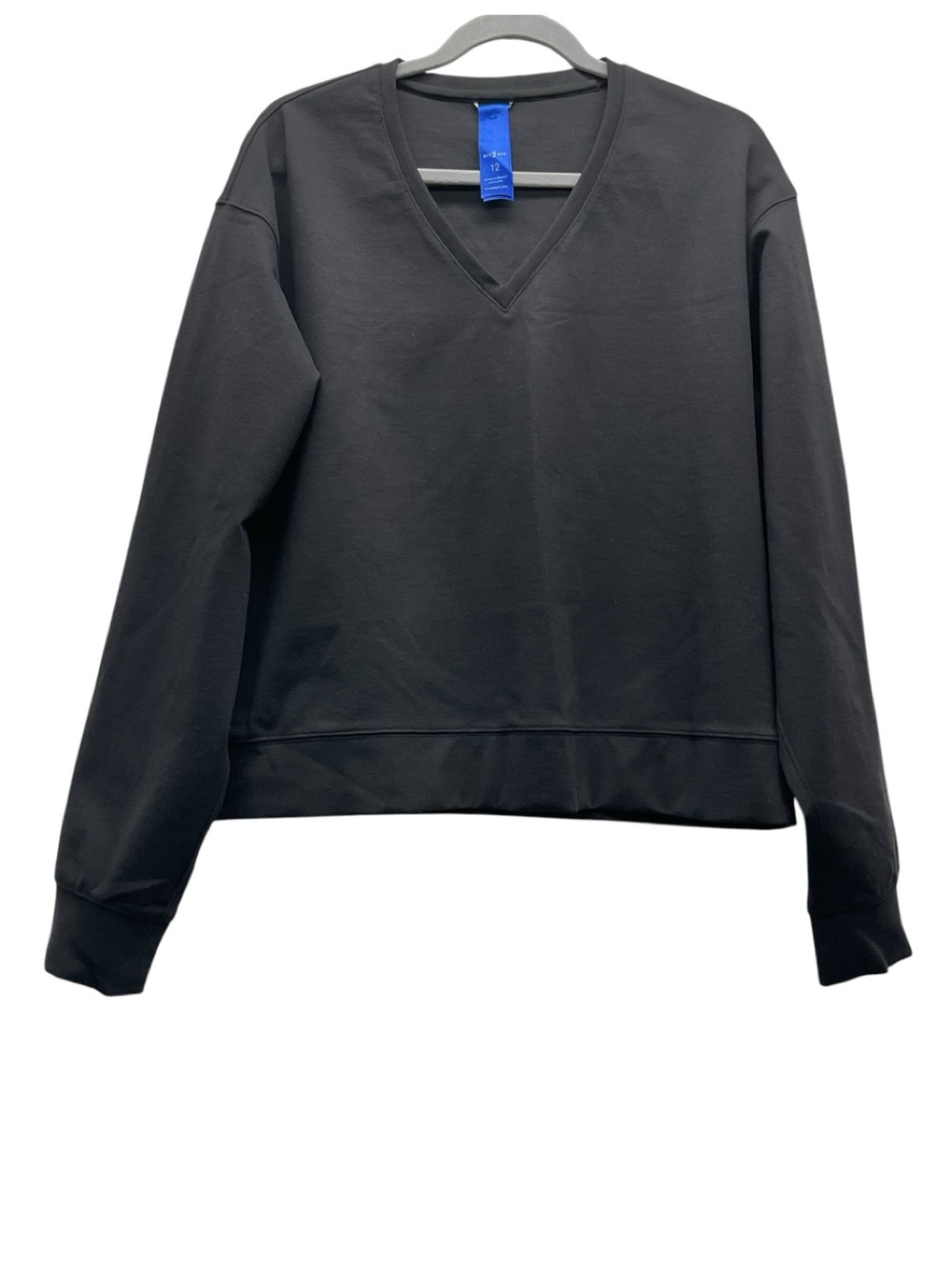 KIT & ACE Women’s Black Ponte V neck Pullover Size 12 Long Sleeve Minimalist